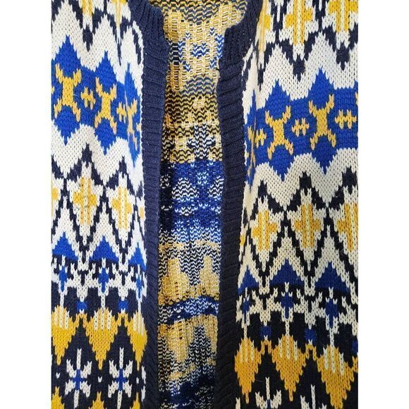 Mak. B  blue and yellow knitted cardigan.  Size M/L. - Picture 2 of 5